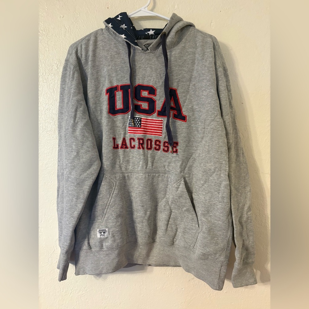 LaCrosse Gray USA Flag Hoodie Size: M